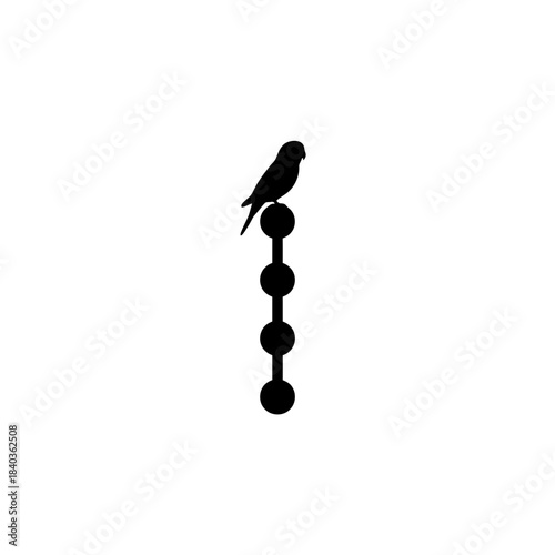 Budgie silhouette perched on dot spine structure vector illustration