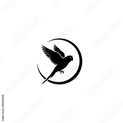 Budgie silhouette orbit motion single arc vector illustration