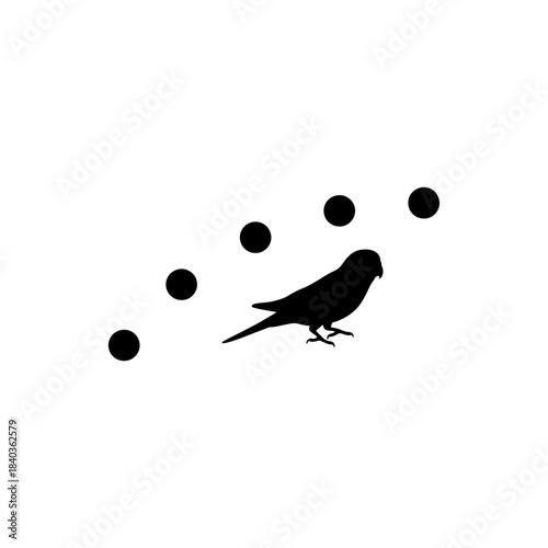 Budgie silhouette on floating dot path vector illustration
