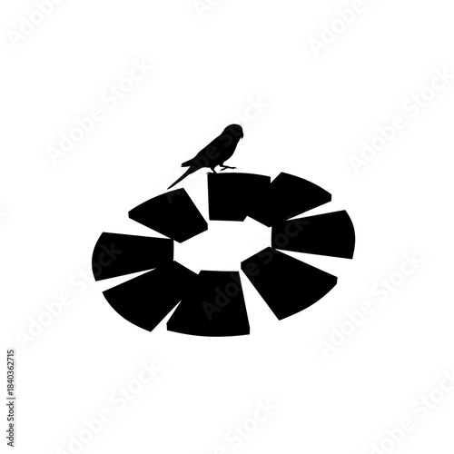 Budgie silhouette circular step rotation path vector illustration