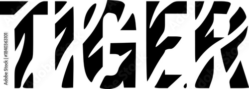 Minimal Tiger Wordmark Logos Formed Within the Word TIGER in Black Vector Style