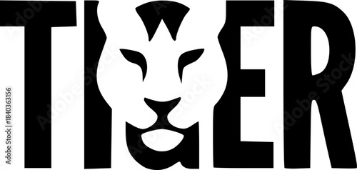 Minimal Tiger Wordmark Logos Formed Within the Word TIGER in Black Vector Style