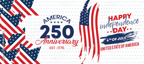 American Flag Wave 250 Anniversary Banner for Independence Day Celebration