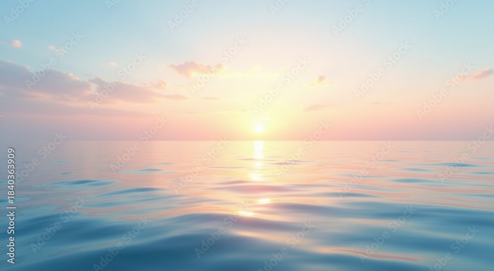 Fototapeta premium View of a calm ocean with a bright sun in the sky