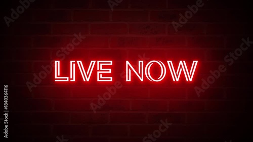 red neon video animation live now text. High-quality 4K Video