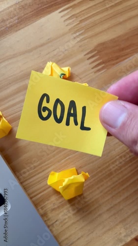 Goal Setting Concept on Yellow Sticky Note