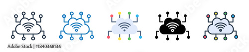 Iot Network multiple style icons set design vector illustration. 