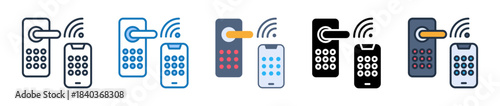 Smart Lock multiple style icons set design vector illustration. 