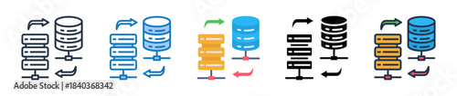 Data Transfer multiple style icons set design vector illustration. 