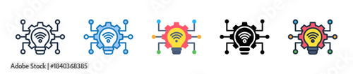 Smart System multiple style icons set design vector illustration. 