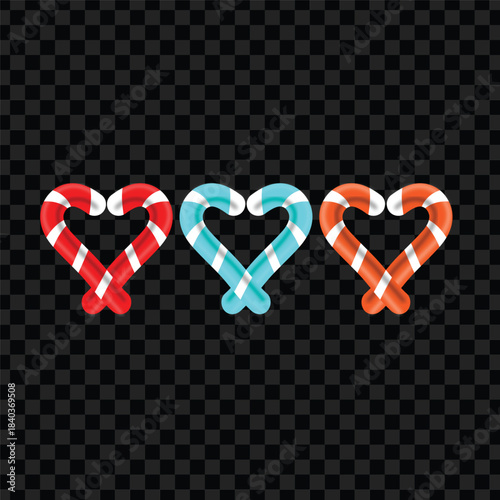 Candy Cane Heart Shapes for Christmas and Valentine Designs
