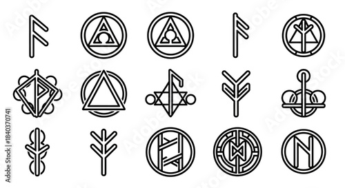 Collection of Norse Runes and Magical Symbols in Vector Format.