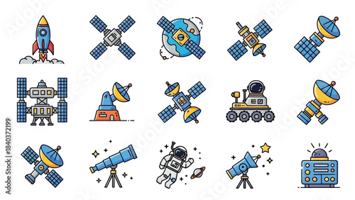 Collection of Space Exploration and Technology Icons.