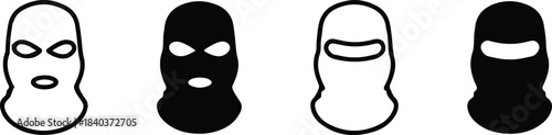 bandit four mask icons set vector 