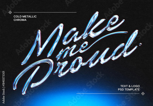 Cold Metallic Chrome Text Effect Mockup
