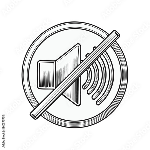 Sound Off Vector Graphic Illustration Mute Volume Signal Silhouette Noise Control Audio Deactivated Circle Icon