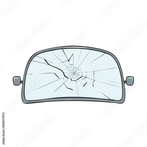 Cracked Auto Windshield Vector Illustration Depicting Car Accident Damage