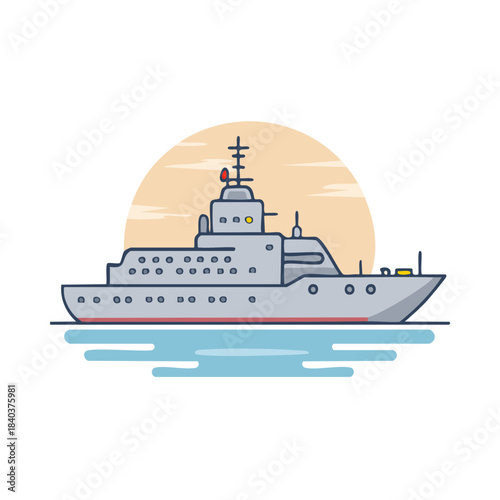 Passenger Ship Flat Design Illustration Ocean Travel Cruise Liner Navigation Transport