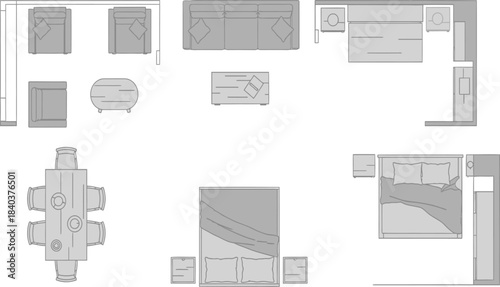 Architectural Floor Plan Layout Sketch | Interior Space Planning Blueprint Illustration