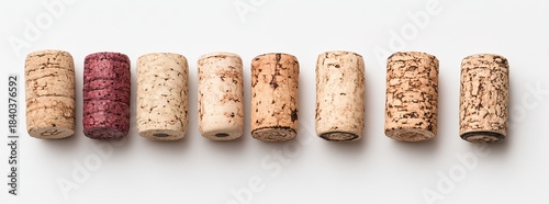 Wine corks in a row