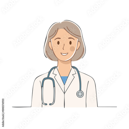 Friendly Doctor with Stethoscope Illustration Smiling Healthcare Professional Cartoon Medic