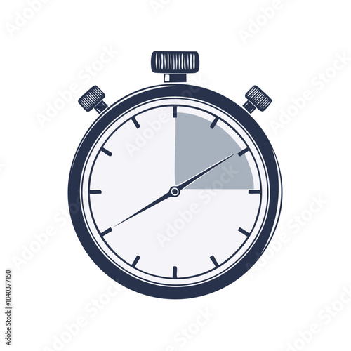 Stopwatch Illustration Time Management Tool Precision Measurement Instrument Clock Running Against the Clock Minimalist Design