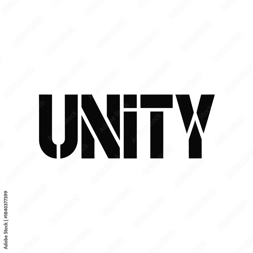 Fototapeta premium Bold black unity text logo on white background