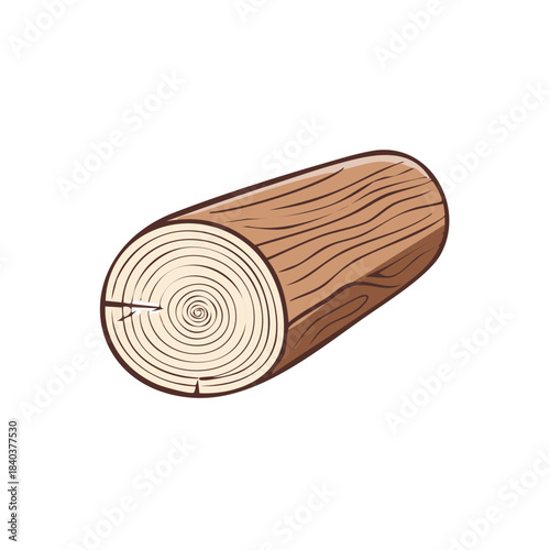 Illustration of a stylized wooden log with growth rings isolated on a white background