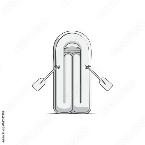Inflatable Boat Vector Illustration Featuring Two Paddles Ready for Fun Adventure