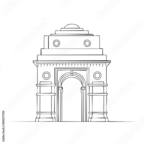India Gate Outlines Artistic Drawing Iconic Monument Indian Culture