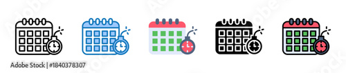 Deadline multiple style icons set design vector illustration. 