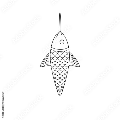 Fish Line Art Simple Minimalist Vector Illustration Single Isolated Element