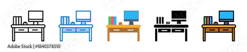 Work Table multiple style icons set design vector illustration. 