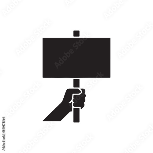 Hand Holding Sign: A stark silhouette of a hand firmly gripping a signpost, symbolizing protest, advocacy, and a voice for change.