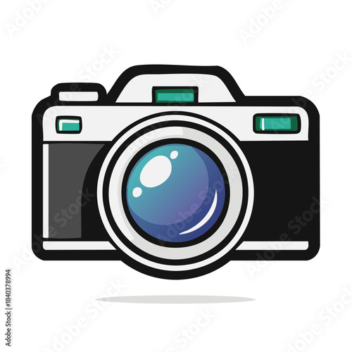 Vector graphic of a retro film camera, illustration, Photography, Icon, Object, Tool, Equipment, Black and White, Modern