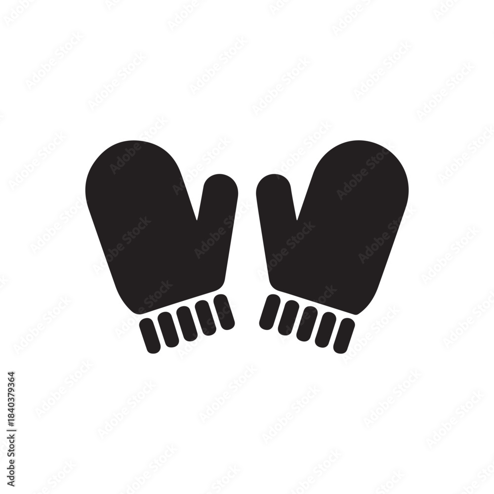 Fototapeta premium Warm Embrace: A close-up shot of two black mittens, symbols of winter warmth and cozy comfort, perfect for outdoor activities.