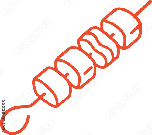 Hand drawn Greek souvlaki skewer illustration isolated