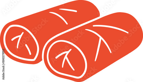 Hand drawn Greek dolma rolls illustration isolated on white