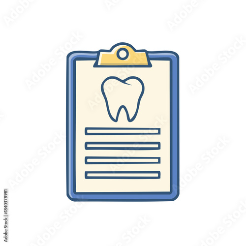 Dental Report on Clipboard: Tooth Icon and Patient Record for Healthcare Services