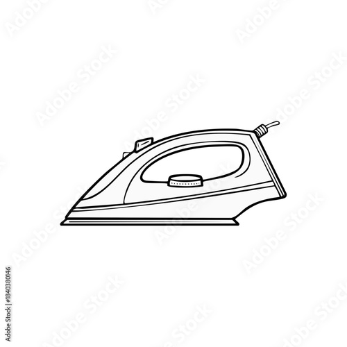 Flat iron outline drawing for textile design and household item illustration graphic resource black and white