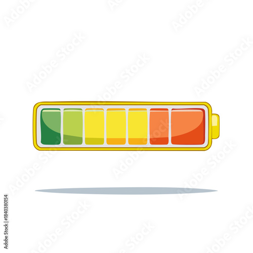 Vector Battery Charge Level Indicator Colorful Stages Isolated on White Background