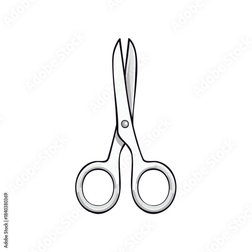 Metal nail scissors illustration for cosmetic procedures and beauty treatment icon on white background, cut tool
