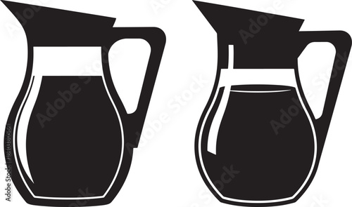 Two pitchers with liquid silhouette