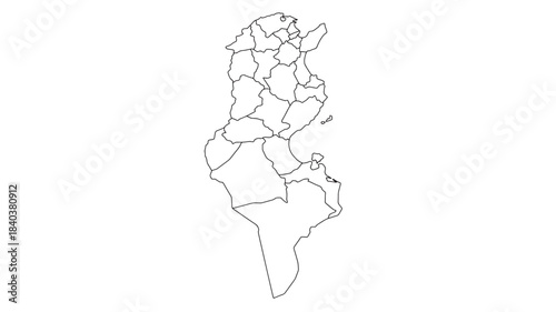 a detailed outline of tunisia s geographical shape showcasing its distinct borders and regions with a clean silhouette on transparent background high quality professional modern elegant