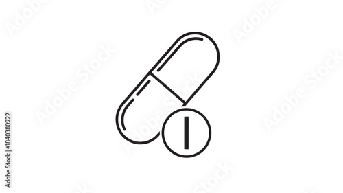 a simple line drawing depicting a capsule shaped pill with a plus sign perfect for medical graphics on transparent background silhouette high quality professional detailed modern