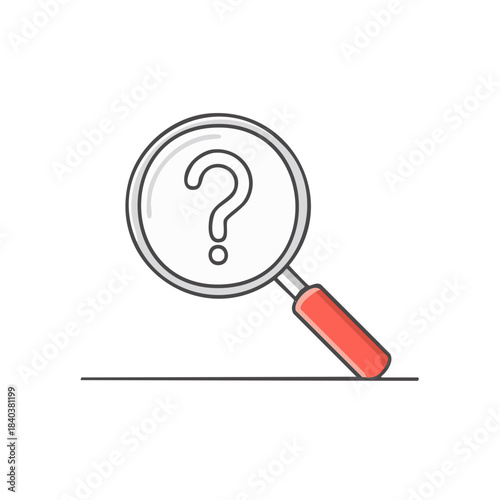 Question Mark Inside Magnifying Glass Concept for Search and Information Finding