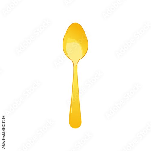 Golden spoon illustration isolated on a clean white background for cooking, food, or utensils concepts.