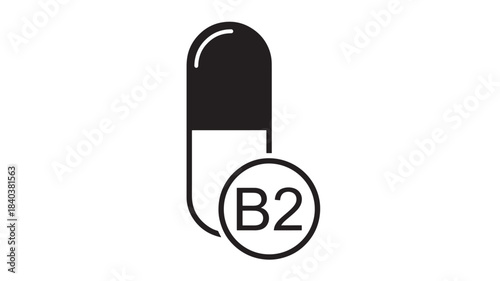 a sleek black capsule with a rounded base and the letters b2 inside a circle a minimalist illustration on transparent background silhouette high quality professional detailed