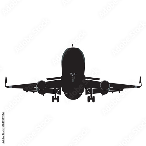 Silhouette of an airplane flying in the sky over airport runway