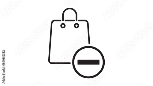 a minimalist black outline of a shopping bag paired with a prohibition sign offering a clean versatile graphic on transparent background silhouette high quality professional detailed
